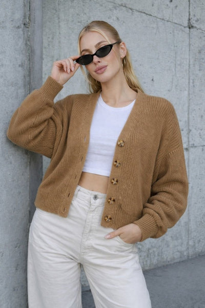 Cardigan tricotat cu cinci nasturi, croială lejeră, mărime mare, 32087, pentru femei