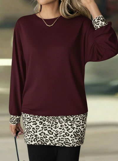 Rochie Mini Leopard cu Două Piese din Viscoză și Mâneci Lungi pentru Femei, 30771