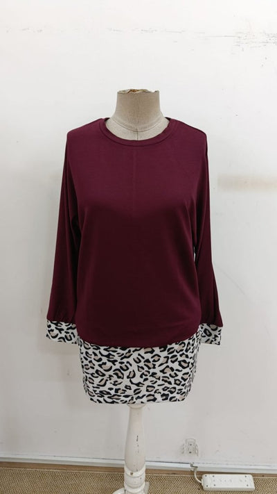 Rochie Mini Leopard cu Două Piese din Viscoză și Mâneci Lungi pentru Femei, 30771