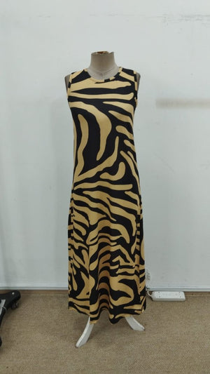 Rochie lungă Supreme pentru femei, cu guler rotund și bretele, model 30822