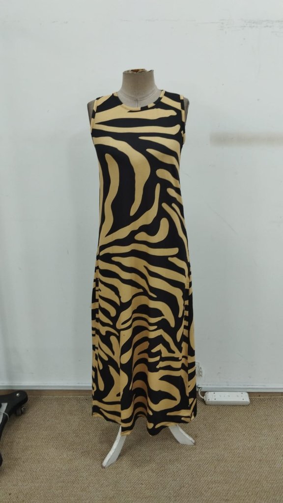 Rochie lungă Supreme pentru femei, cu guler rotund și bretele, model 30822