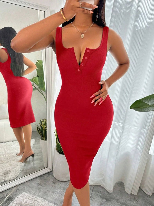 Rochie midi cu corset, decolteu rotund în V și bretele pentru femei, 30896