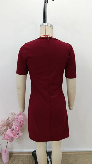Rochie mini din crep importat, cu mânecă scurtă și guler rotund, cu încrețituri în față, pentru femei, 31005