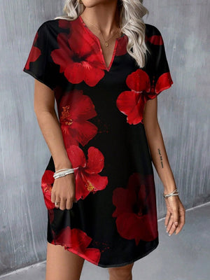 Rochie scurtă Supreme pentru femei, cu mânecă scurtă, decolteu în V, imprimeu floral, 31025