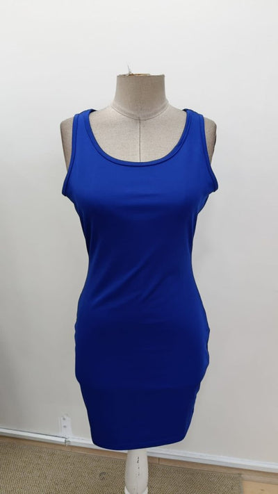 Women's Strappy Round Neck Short Scuba Dress, 34733
