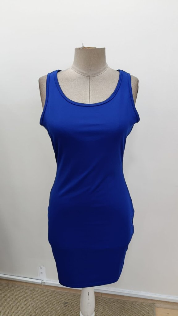 Women's Strappy Round Neck Short Scuba Dress, 34733