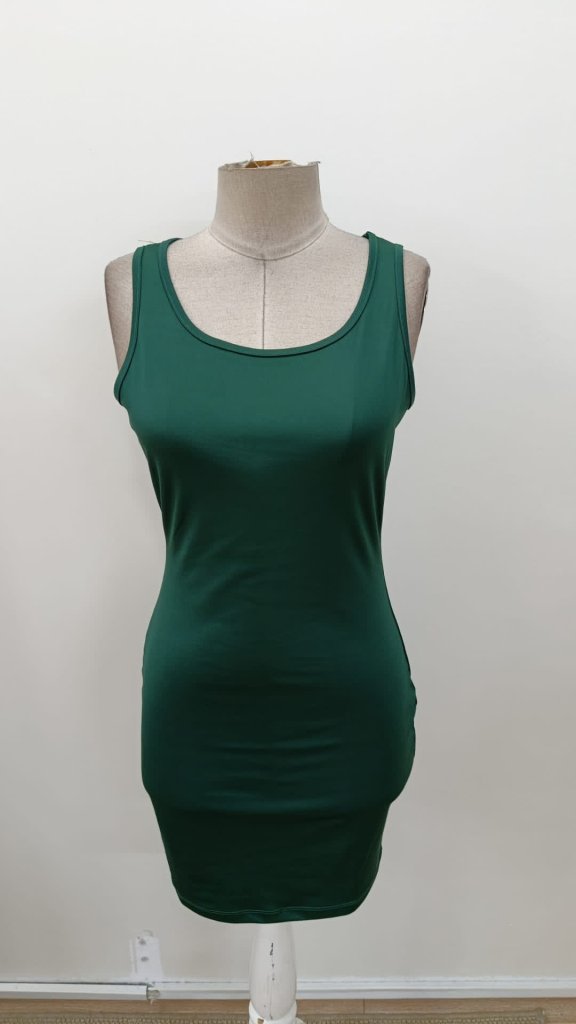 Rochie scurtă de damă cu guler rotund și bretele, model scuba, 34734