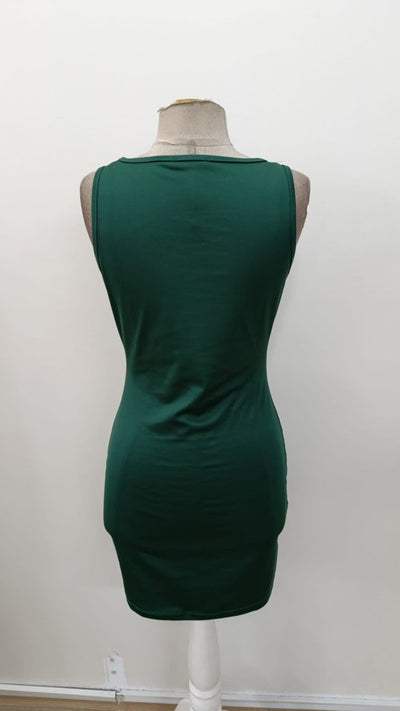 Rochie scurtă de damă cu guler rotund și bretele, model scuba, 34734