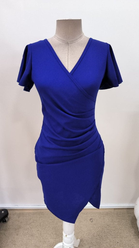 Rochie din crepe pentru femei, guler crăciun, volane, buznuire pe laturi, 35974
