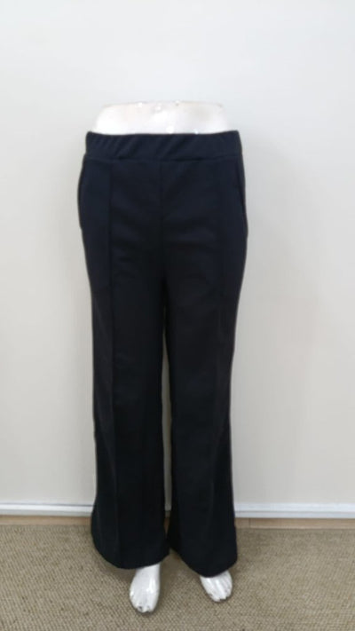 Pantaloni din crepă importată cu talie înaltă, piept nervurat, lărgime crescândă spre crac, 31137