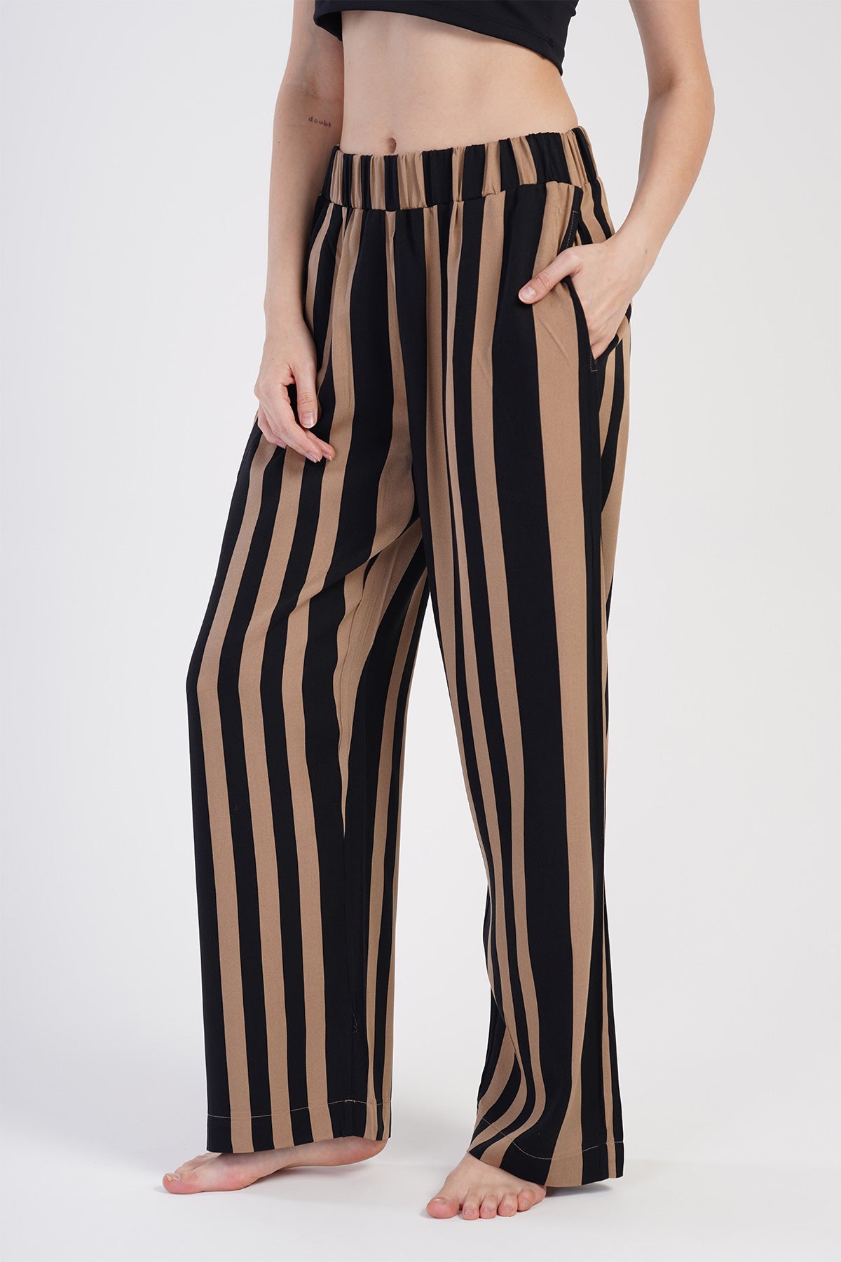 Pijama de damă Belmondo, jos, cu buzunare - Negru
