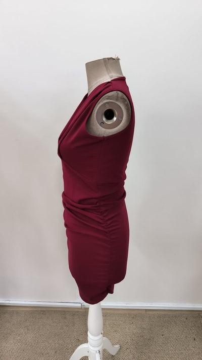 Rochie scurtă de damă, import, din crep, cu bretele, decolteu petrecut și pliuri laterale, 36396
