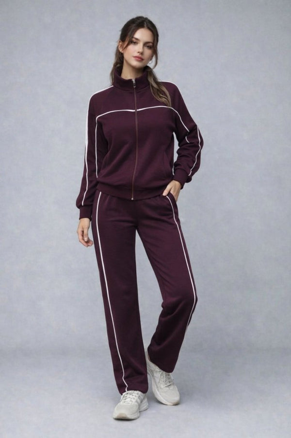Kadın Uzun Kollu önden Fermuarlı Bluz Ve Pantolon Modal Ikili Takım , 31989