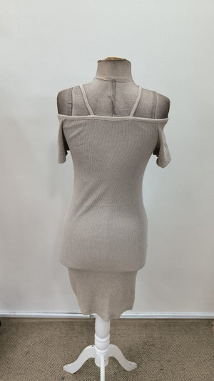 Rochie de damă cu bretele, fermoar frontal, croială asimetrică, model corset cu nervuri groase, 31329