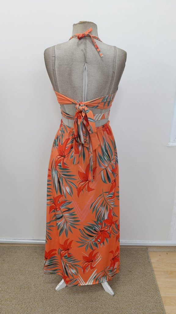 Rochie lungă Supreme pentru femei, cu imprimeu, decolteu în V, bretele, slipul, 31352