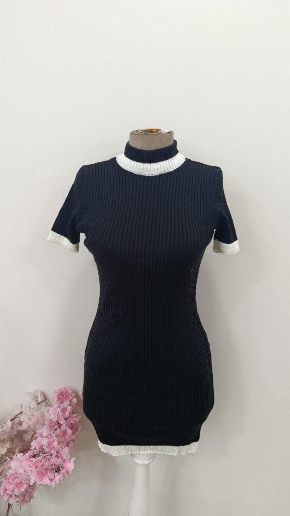 Kadın Kısa Kollu Balıkçı Yaka Kısa Triko Elbise , 31422