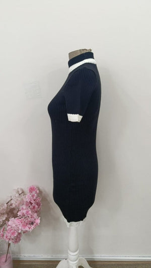 Kadın Kısa Kollu Balıkçı Yaka Kısa Triko Elbise , 31422