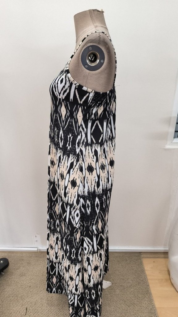 Rochie lungă Supreme cu imprimeu, decolteu în V și bretele pentru femei, 31502
