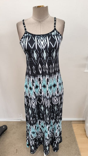 Rochie lungă Supreme cu imprimeu, decolteu în V și bretele pentru femei, 31504