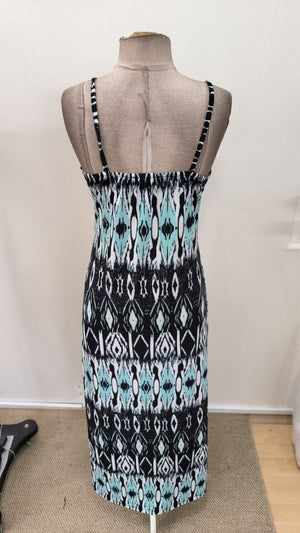 Rochie lungă Supreme cu imprimeu, decolteu în V și bretele pentru femei, 31504