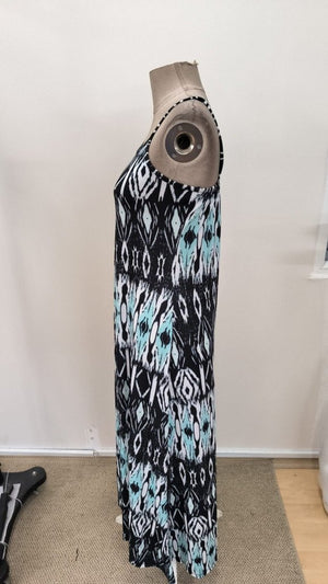 Rochie lungă Supreme cu imprimeu, decolteu în V și bretele pentru femei, 31504