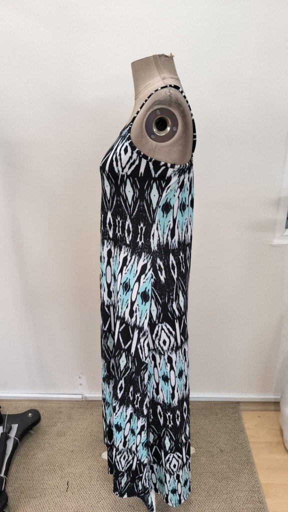 Rochie lungă Supreme cu imprimeu, decolteu în V și bretele pentru femei, 31504