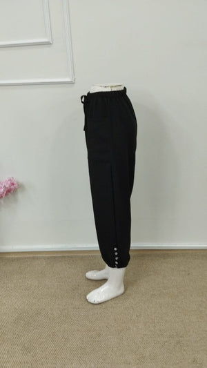 Pantaloni damă cu talie elastică și șnur de strângere, 34632