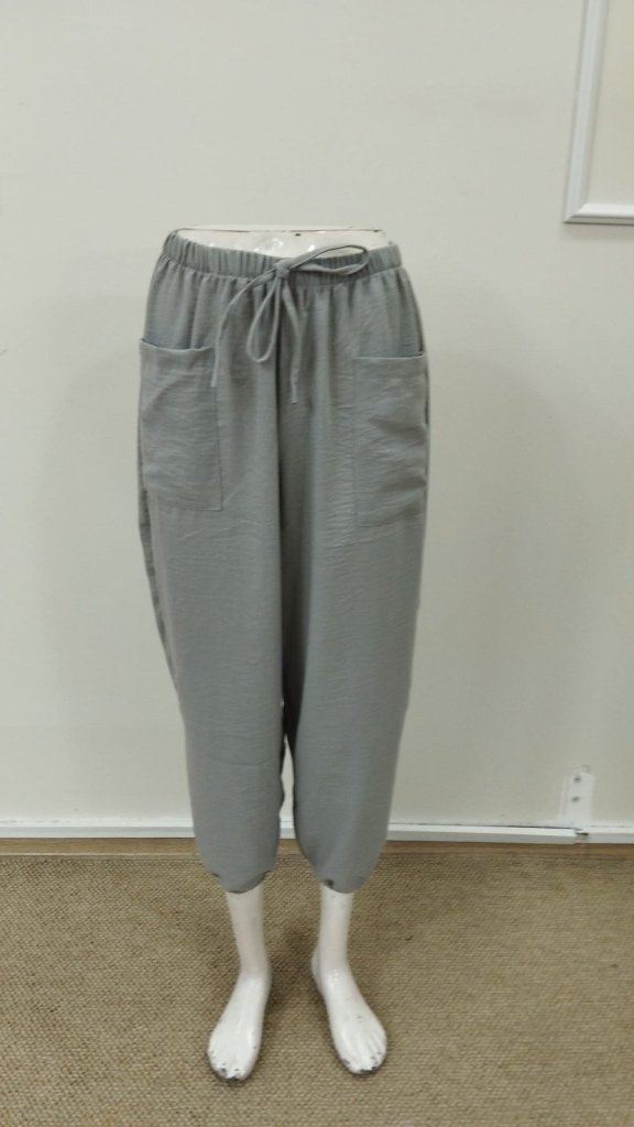 Pantaloni damă cu talie elastică și șnur de reținere, 34633