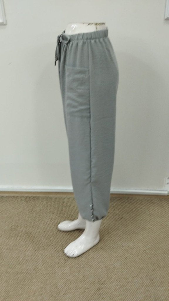 Pantaloni damă cu talie elastică și șnur de reținere, 34633