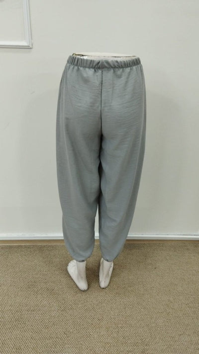 Pantaloni damă cu talie elastică și șnur de reținere, 34633