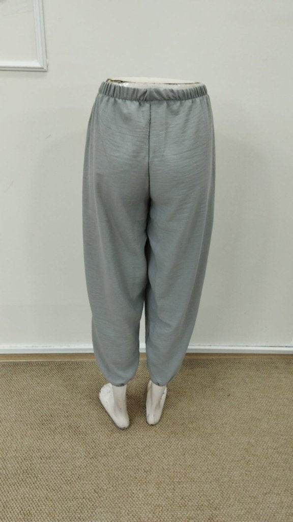 Pantaloni damă cu talie elastică și șnur de reținere, 34633