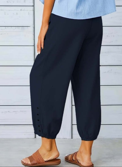 Kadın Beli Lastikli Bağcıklı Düğme Detaylı Pantolon , 34634