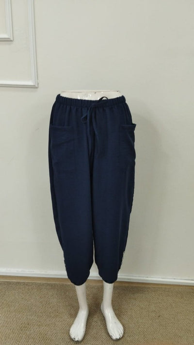 Kadın Beli Lastikli Bağcıklı Düğme Detaylı Pantolon , 34634