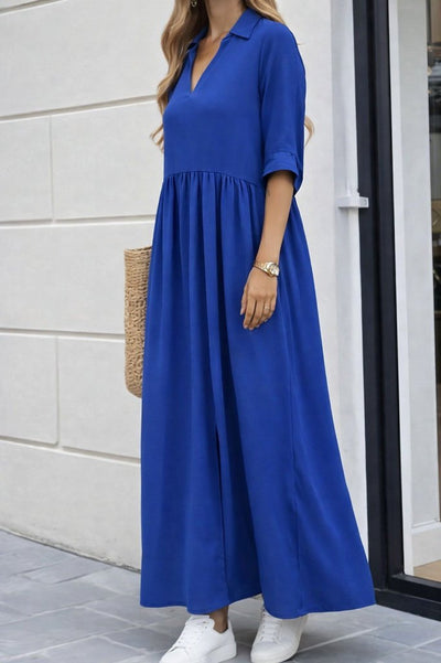 Women's Troy-Sleeve V-Neck Slit Long Aerobin Dress, 34255