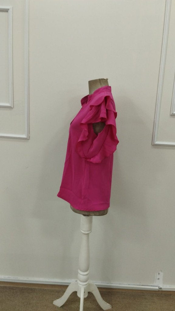 Bluz Dubai cu mânecă scurtă pentru femei, guler în V, cu volane pe mâneci, 36132