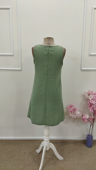 Women's Strappy V-Neck Mini Celadon Green Dress, 34328