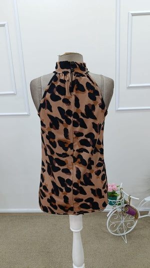 Kadın Balıkçı Yakalı Omuzlardan Açık Leopar Desenli Süprem Bluz , 31739