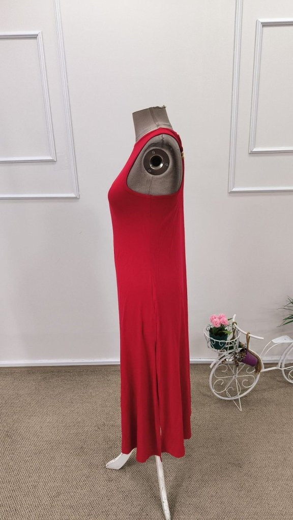 Rochie din Viscon, Femeie, Umeri Goi, Broșă Dorsală, Tăieturi Laterale, Lungime Lungă, 36721