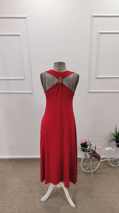 Rochie din Viscon, Femeie, Umeri Goi, Broșă Dorsală, Tăieturi Laterale, Lungime Lungă, 36721