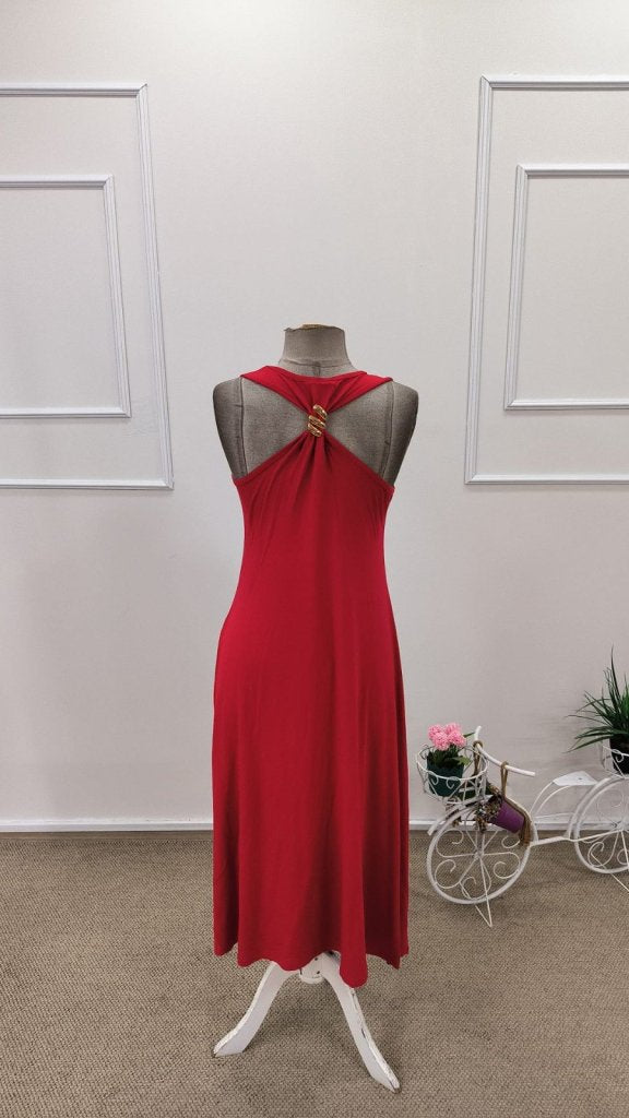 Rochie din Viscon, Femeie, Umeri Goi, Broșă Dorsală, Tăieturi Laterale, Lungime Lungă, 36721