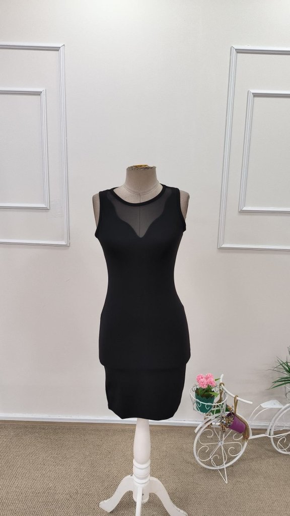 Rochie scurtă de damă, cu guler rotund și bretele, model scufundat, cu bust jos, 31771