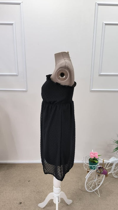 Rochie scurtă din șifon cu pompoane și decolteu Madonna, cu umerii goi, pentru femei, 31895