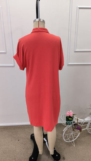 Rochie mini cu mânecă scurtă, cu nasturi în față și detalii de buzunare, pentru femei, 31929