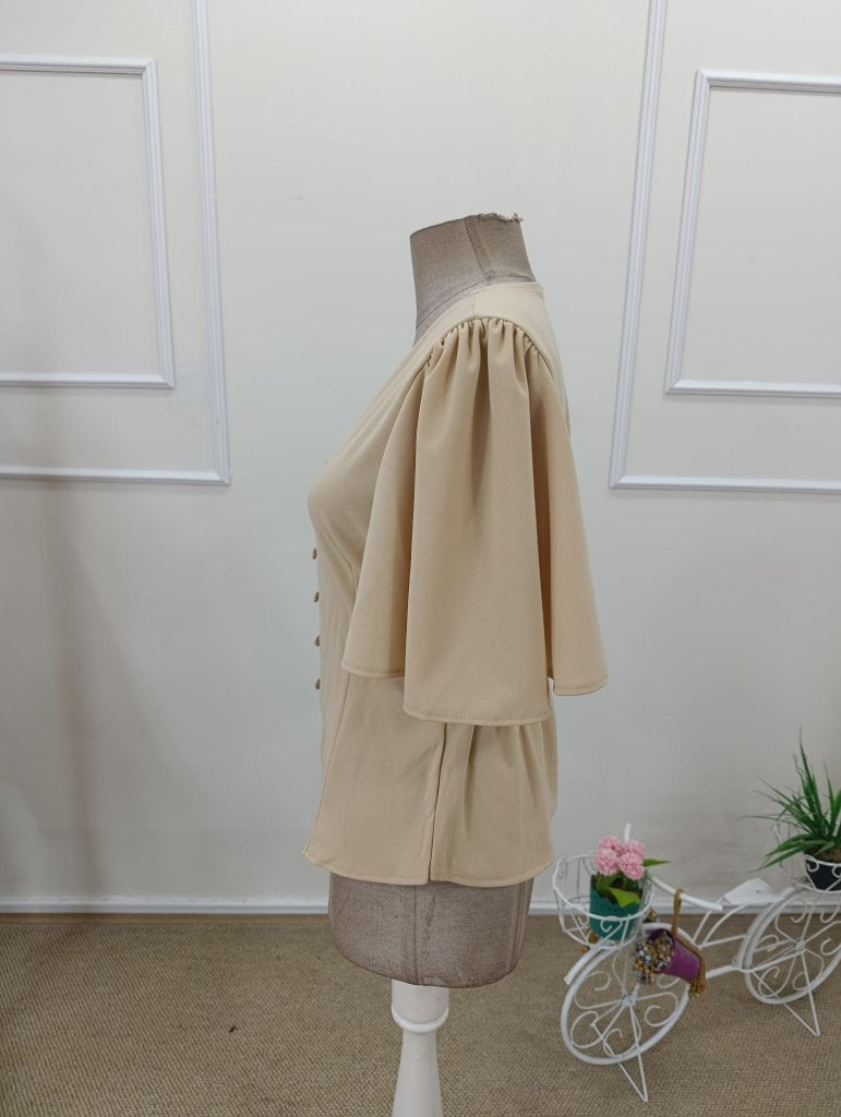 Bluza din crap importat pentru femei cu mâneci scurți, nasturi pe față, 37537
