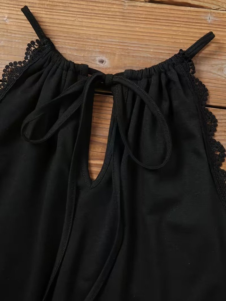 Rochie scurtă din viscoză pentru femei, cu decolteu rotund, cu nod la spate, cu nasturi, croială asimetrică, 31955
