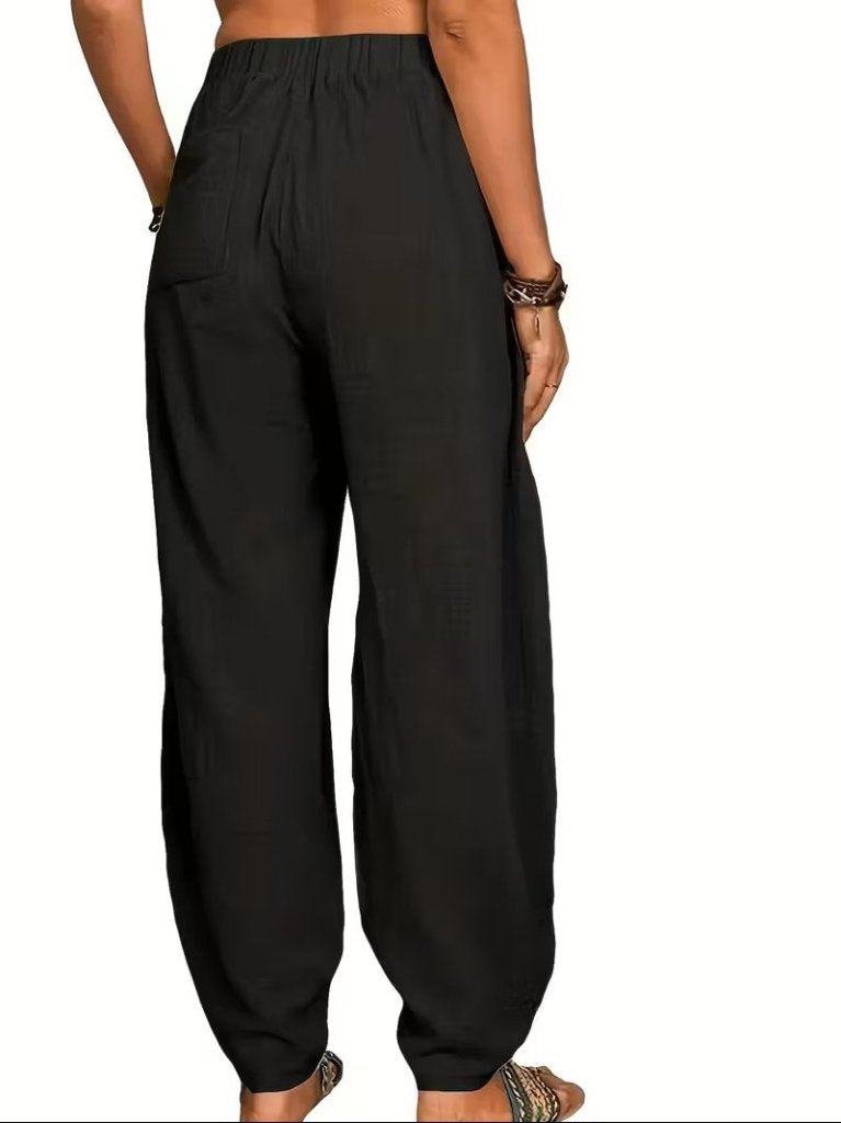 Pantaloni cu talie înaltă pentru femei, cu buzunare, 32067