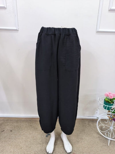 Pantaloni cu talie înaltă pentru femei, cu buzunare, 32067