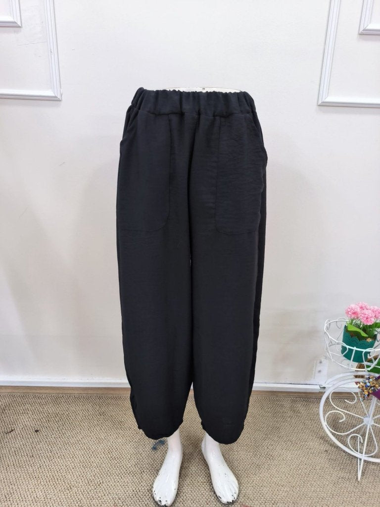 Pantaloni cu talie înaltă pentru femei, cu buzunare, 32067