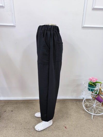 Pantaloni cu talie înaltă pentru femei, cu buzunare, 32067