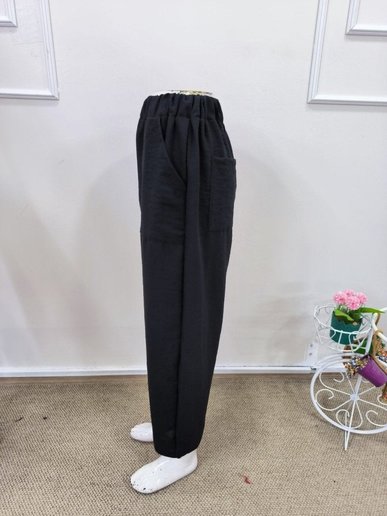 Pantaloni cu talie înaltă pentru femei, cu buzunare, 32067